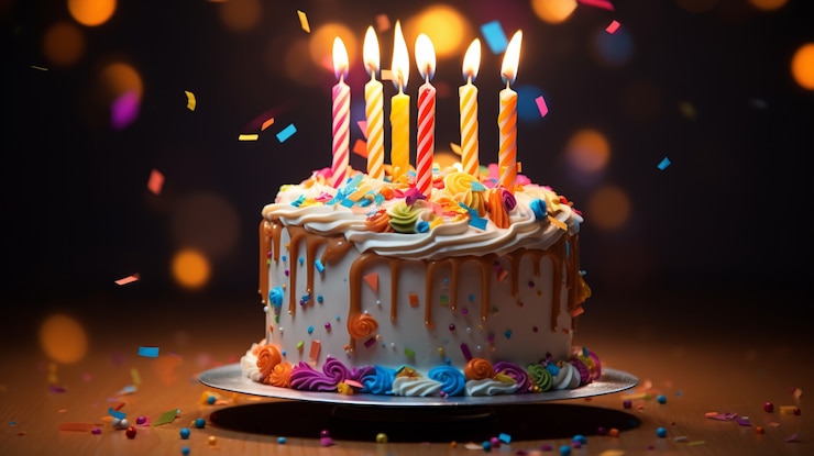 Free Photo delicious birthday cake with candles