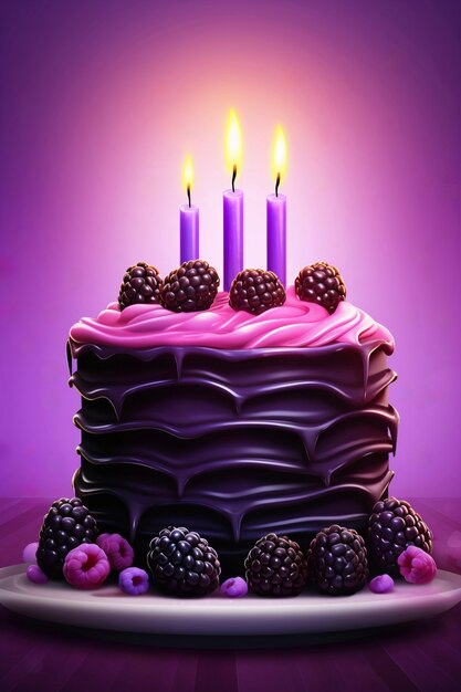 Delicious birthday cake with candles