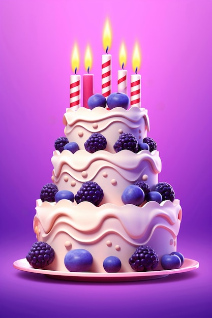 Free photo delicious birthday cake with candles