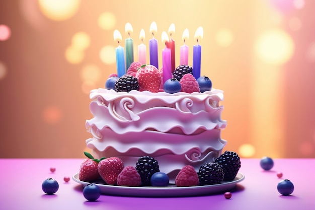 Free photo delicious birthday cake with candles