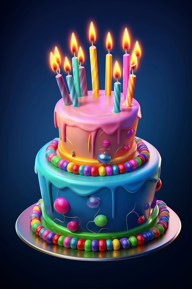 Free Photo delicious birthday cake with candles