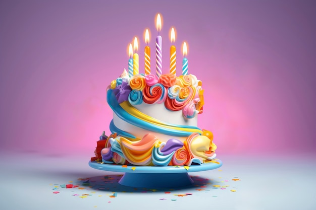 Free photo delicious birthday cake with candles