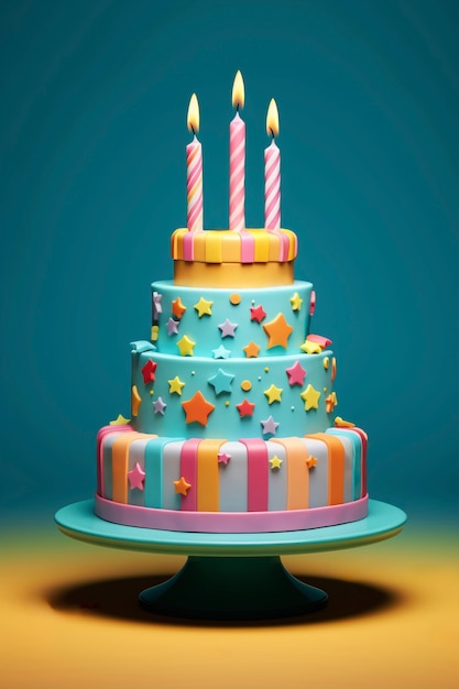 Free photo delicious birthday cake with candles