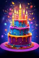 Free photo delicious birthday cake with candles