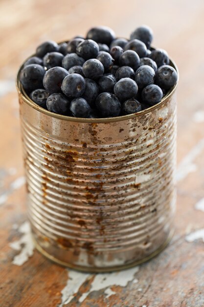 Delicious blueberries on the table