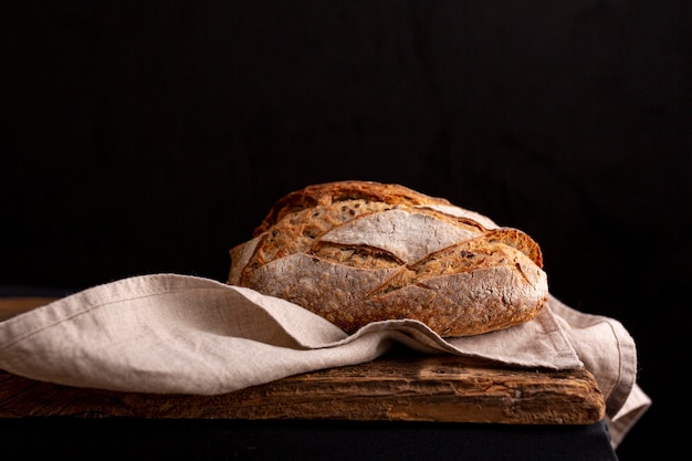 Delicious bread on towel