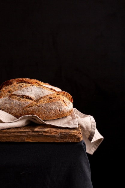 Delicious bread on towel