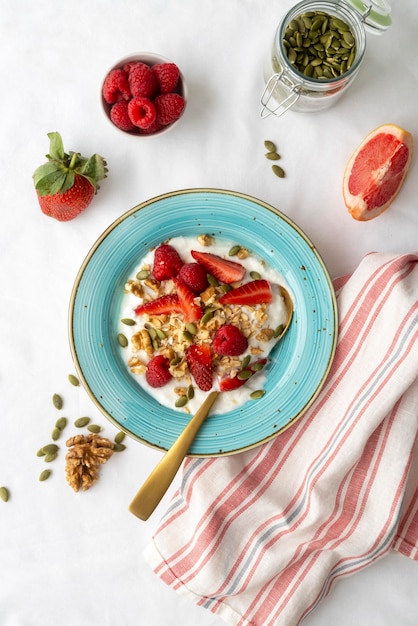 Delizioso assortimento di pasti per la colazione