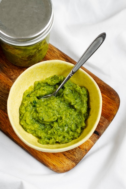 Delicious broccoli food for children top view