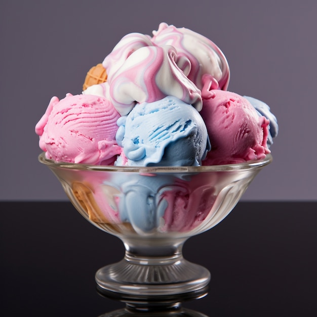Free photo delicious bubble gum ice cream in bowl