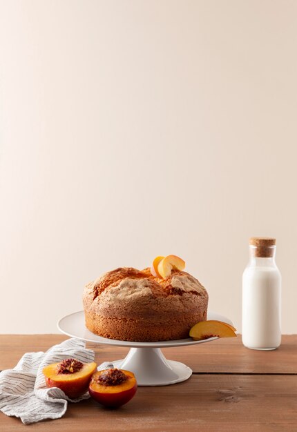 Delicious bundt cake with oranges arrangement