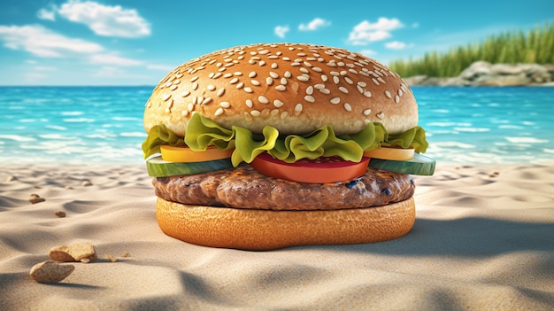 Delicious burger on the beach
