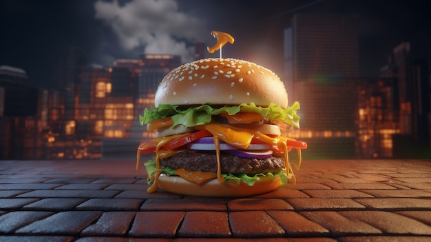 Foto gratuita hamburger delizioso in città
