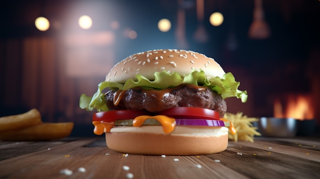 Foto gratuita hamburger delizioso all'interno