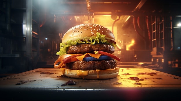 Foto gratuita hamburger delizioso all'interno