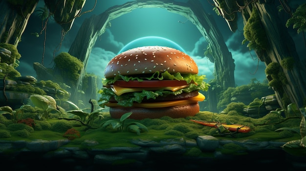 Free photo delicious burger in nature