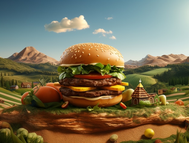 Foto gratuita hamburger delizioso in natura