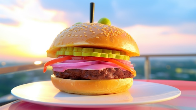 Free photo delicious burger outdoors