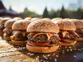 Free photo delicious burgers outdoors