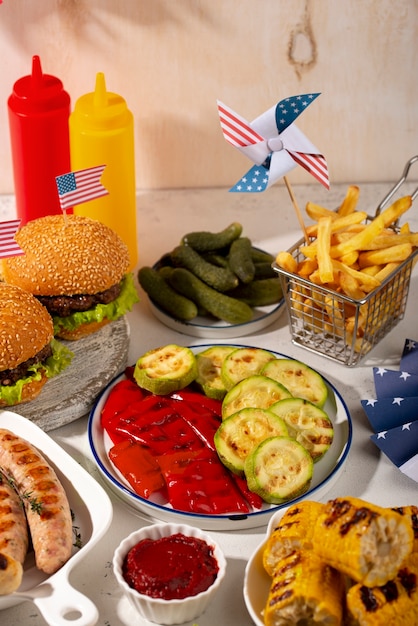 Free photo delicious burgers for the us labor day