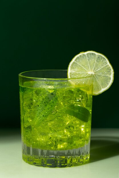 Delicious caipirinha cocktail with lime