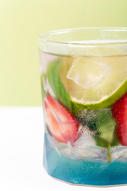 Delicious caipirinha with strawberries