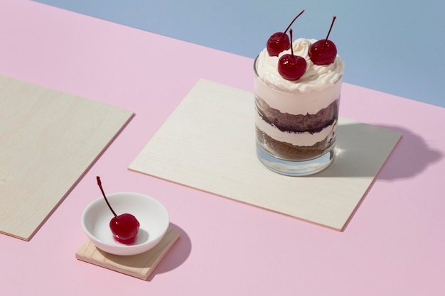 Delicious cake in a glass assortment