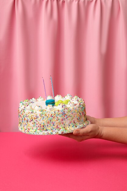 Delicious cake indoors still life