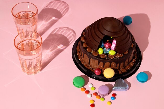 Delicious cake indoors still life