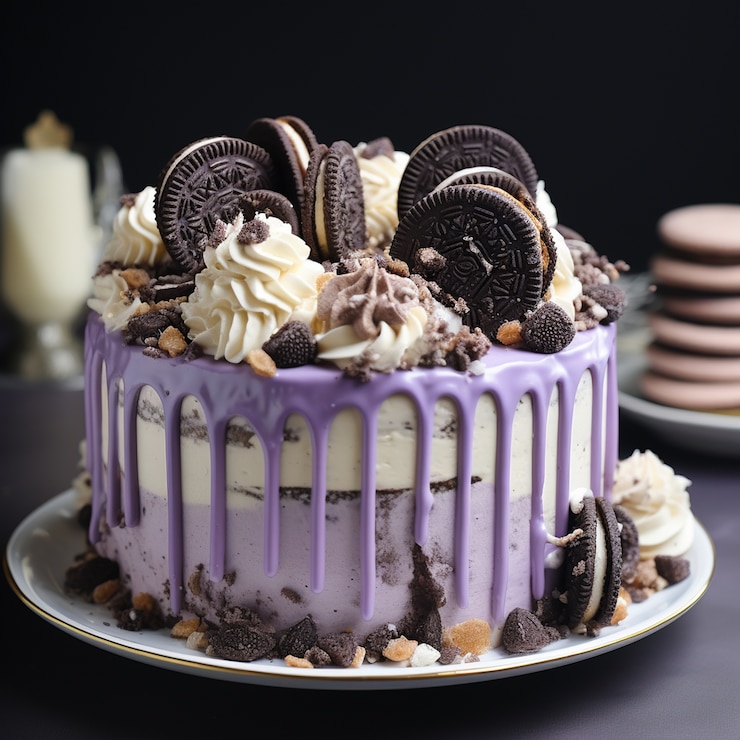 Free Photo delicious cake with biscuits