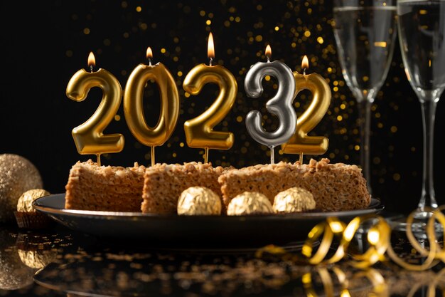 delicious cake with candles