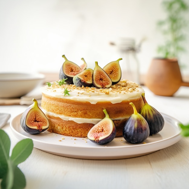 Free photo delicious cake with figs