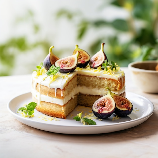 Free photo delicious cake with figs