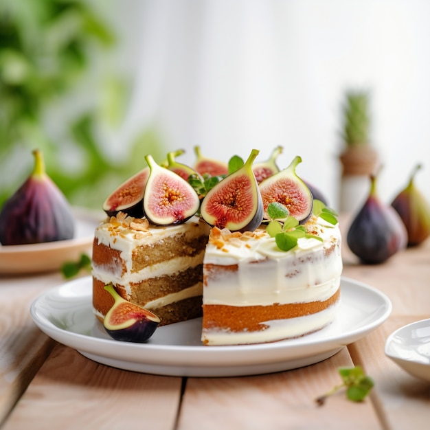 Free photo delicious cake with figs