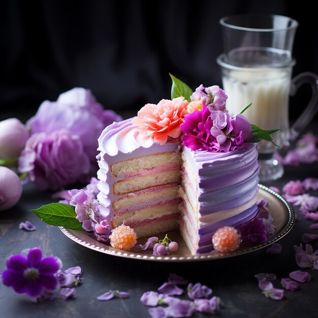 Free photo delicious cake with fruits