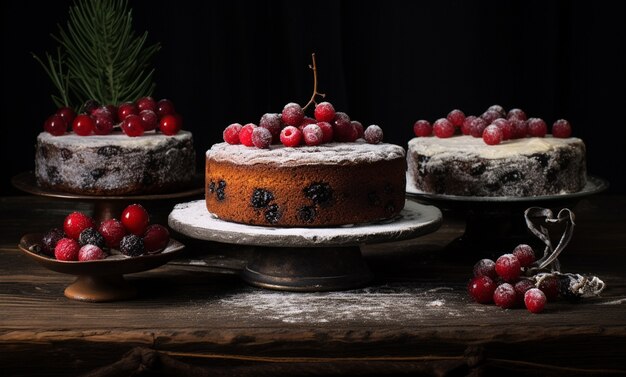 Delicious cake with fruits