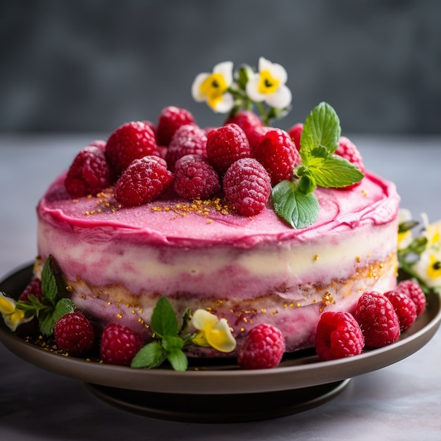 Foto gratuita deliziosa torta ai lamponi