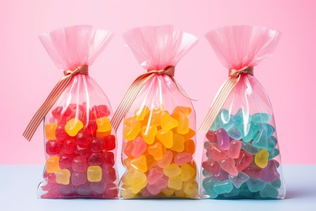 Free photo delicious candy in bags arrangement