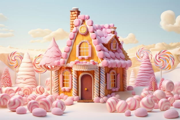Delicious candy house fairytale concept