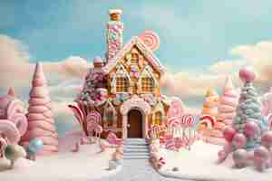 Free photo delicious candy house fairytale concept