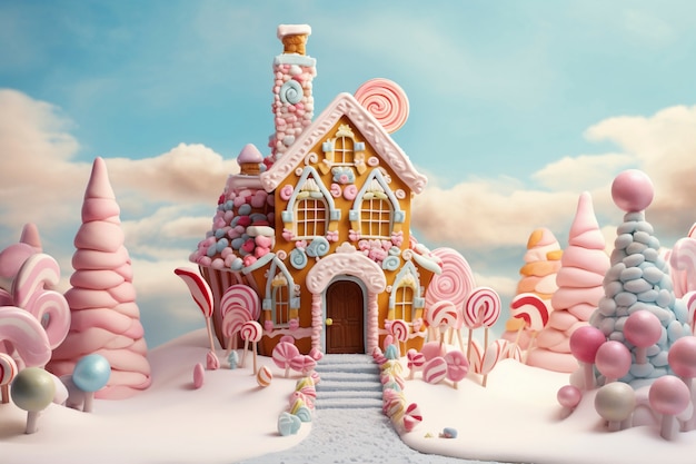 Delicious candy house fairytale concept