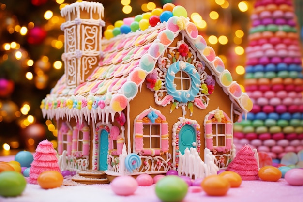 Free photo delicious candy house fairytale concept