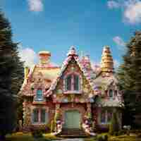 Free photo delicious candy house fairytale concept