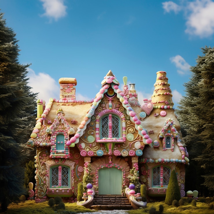 Free Photo delicious candy house fairytale concept