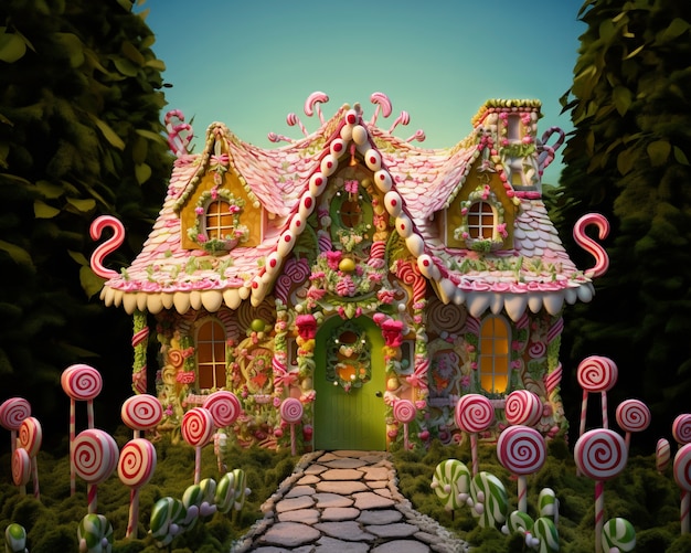 Free photo delicious candy house fairytale concept