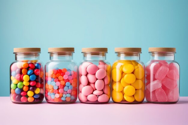 Delicious candy  in jars arrangement