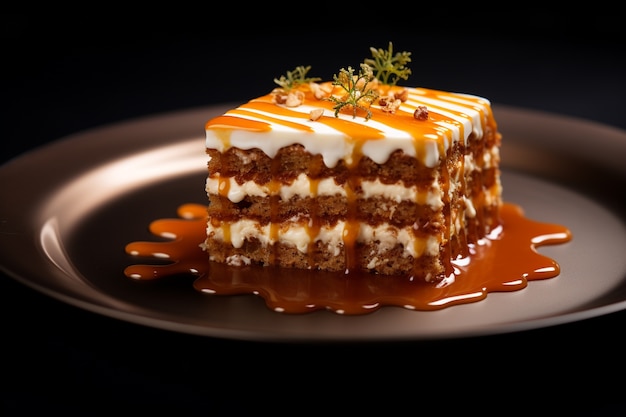 Delicious carrot cake with cream