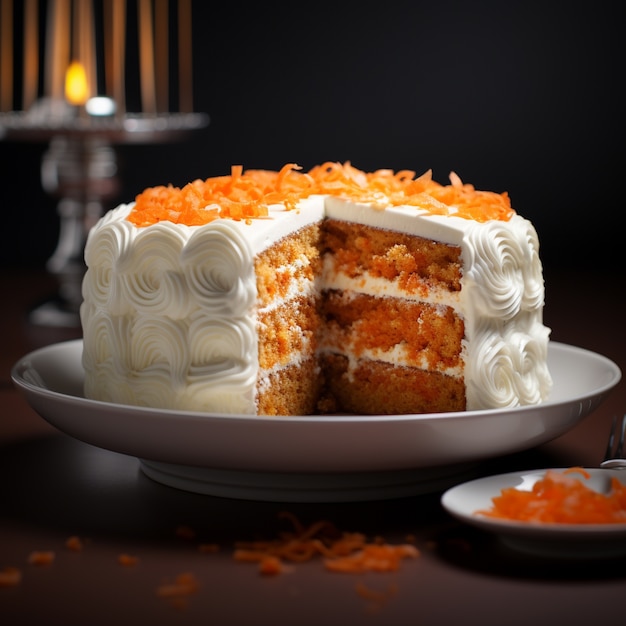 Free photo delicious carrot cake with cream