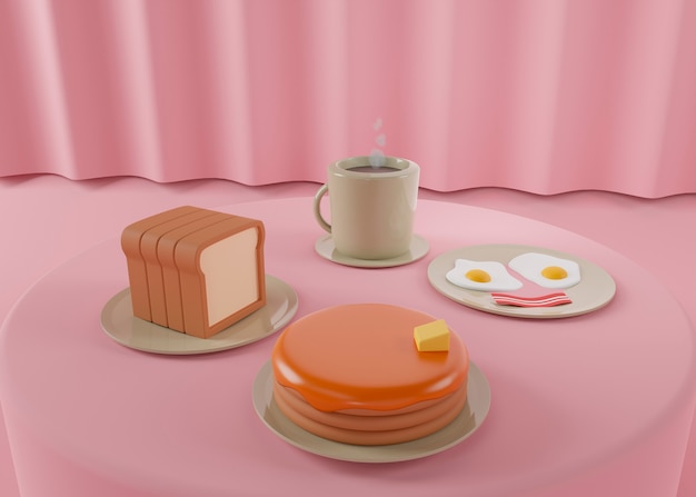 Free photo delicious cartoon style breakfast