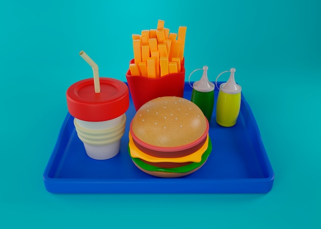 Foto gratuita delizioso fast food in stile cartone animato